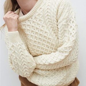 Traditional Unisex Aran Sweater in Cream